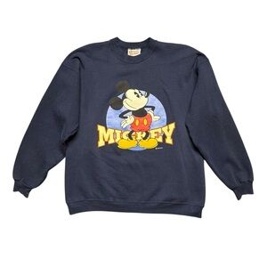 Vintage‎ 90s Disney Mickey Mouse Hanes Heavyweight Sweatshirt Large Made in USA